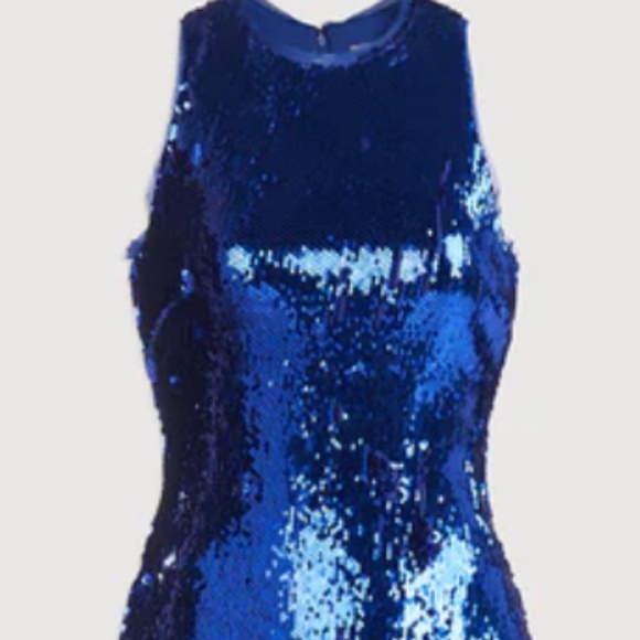Halston blue sequin dress gown(floor length dress) - Picture 4 of 5